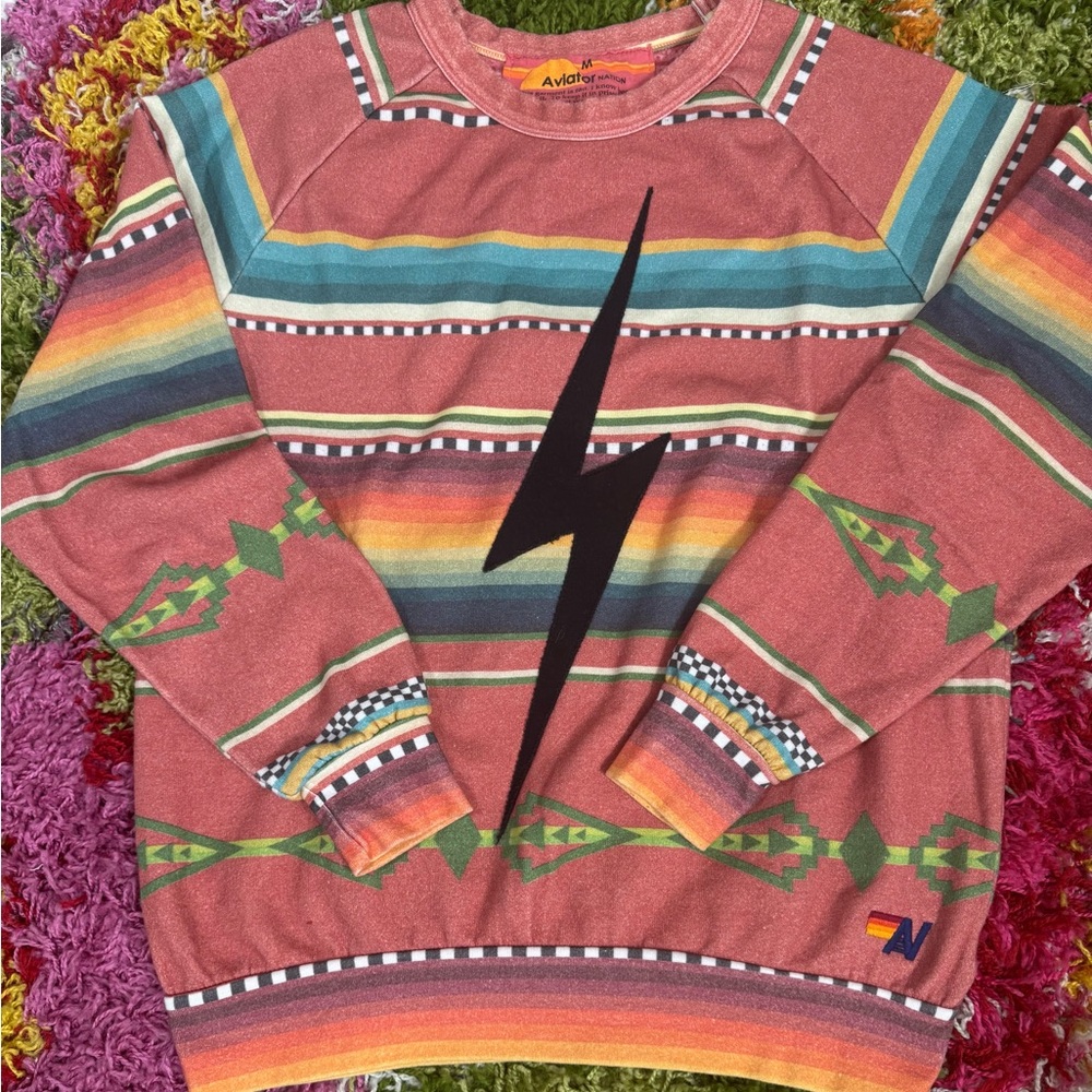 Aviator Nation Red Tulum Bolt Sweatshirt Sweatshirt